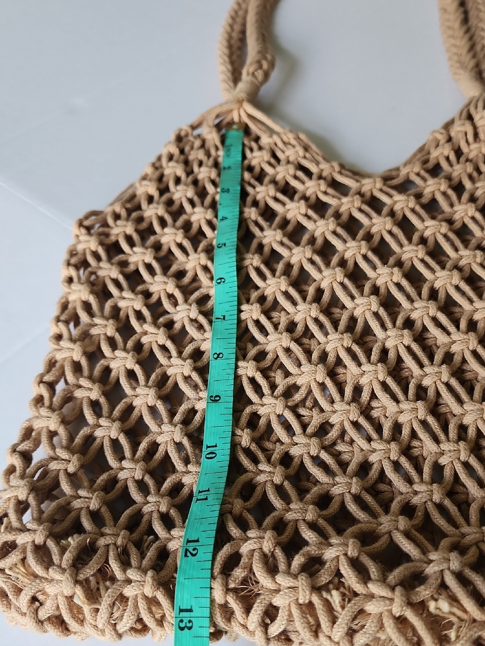 Handwoven Beige Macramé Tote Bag - Women Bags - Picture 4 of 7